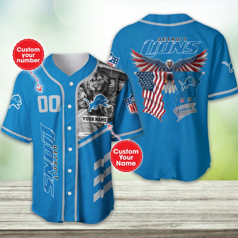 Detroit Lions Personalized Baseball Jersey