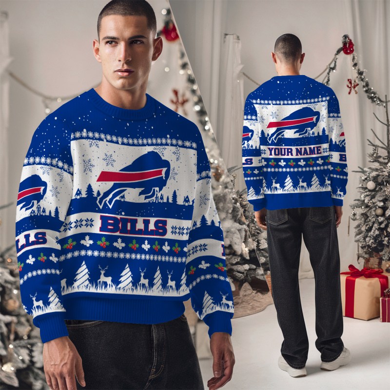 Buffalo Bills Ugly Christmas Sweater Studio View