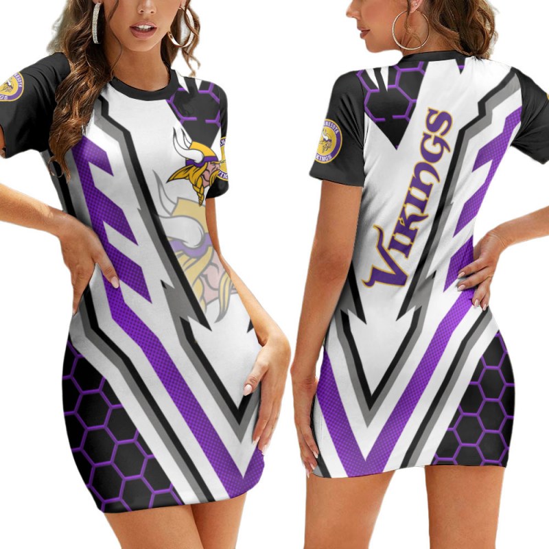 Minnesota Vikings Casual Short Sleeve Dress