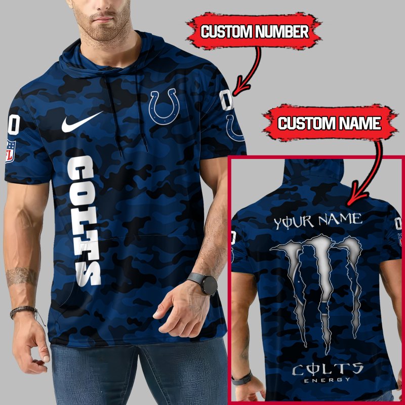 Indianapolis Colts Personalized Camo Hoodie - Side View