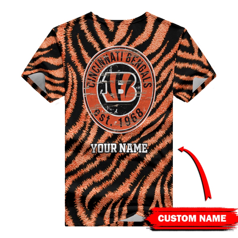 Cincinnati Bengals Personalized V-neck Women T-shirt Back View
