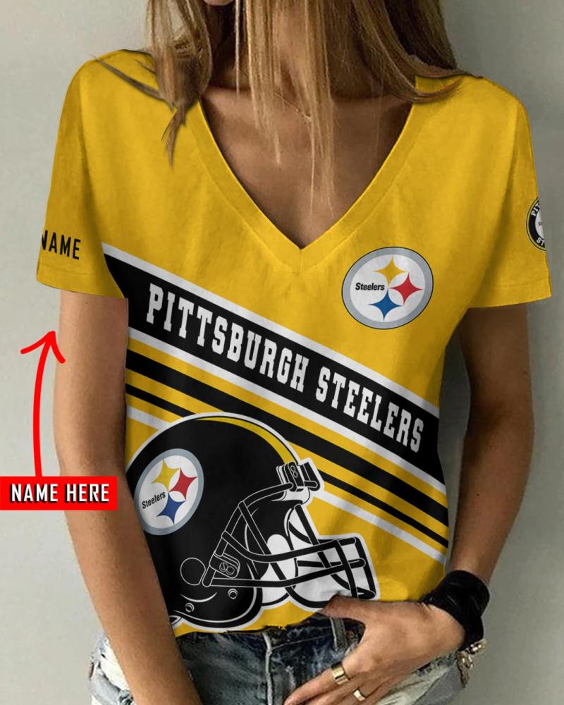 Pittsburgh Steelers V-neck T-shirt 1