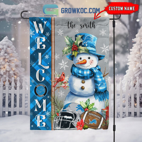 Detroit Lions Snowman Welcome Flag