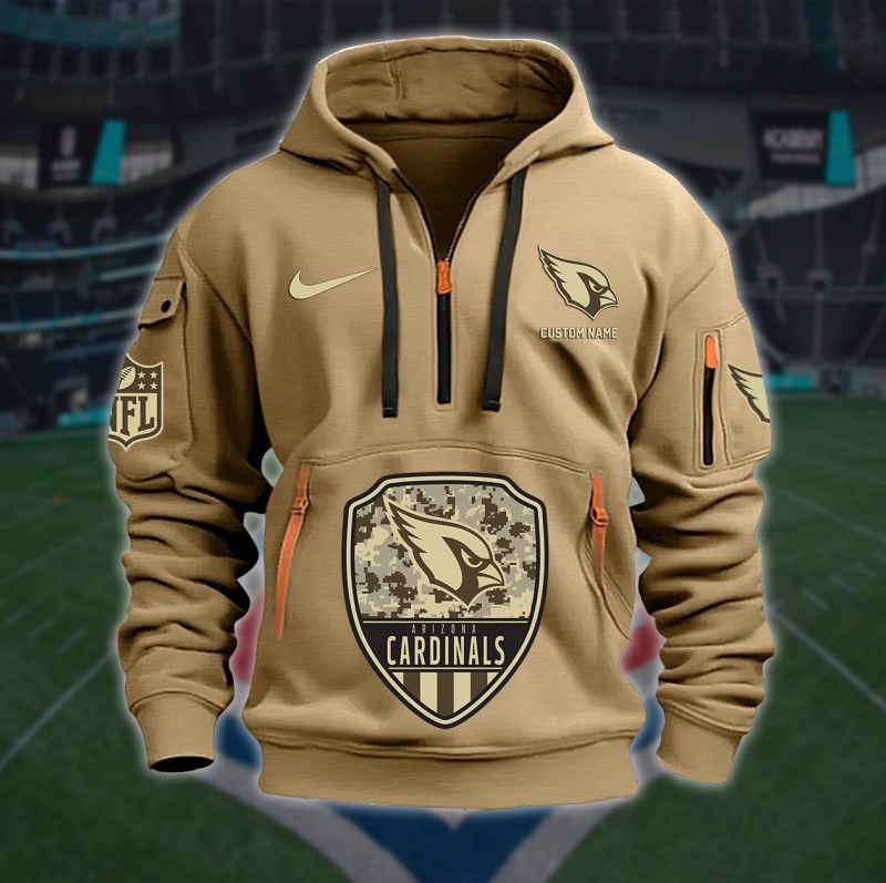Arizona Cardinals New Personalized Quarter Zip Hoodie Side View