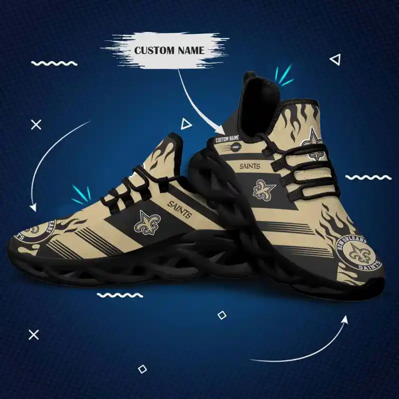 New Orleans Saints Yezy Running Sneakers Back View