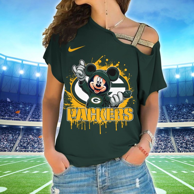 Green Bay Packers Women Cross Strap Shoulder Shirt Side