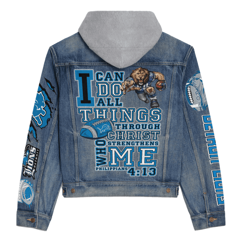 Detroit Lions Hooded Denim Jacket Image 4