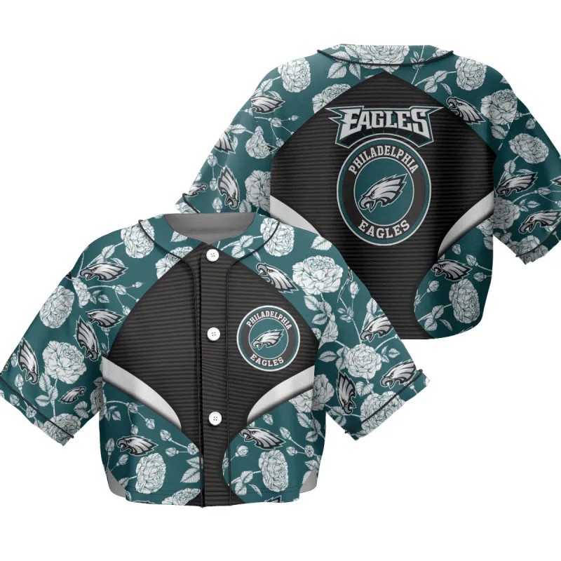 Philadelphia Eagles Crop Top Baseball Jersey