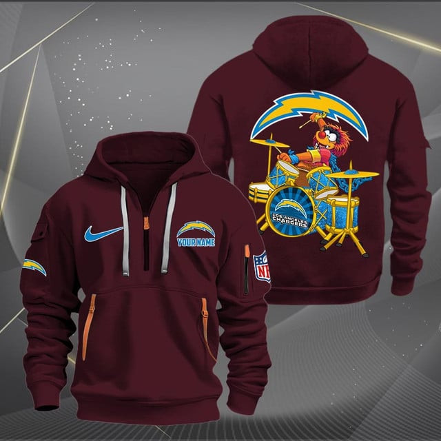 Los Angeles Chargers Premium Personalized Quarter Zip Hoodie 6