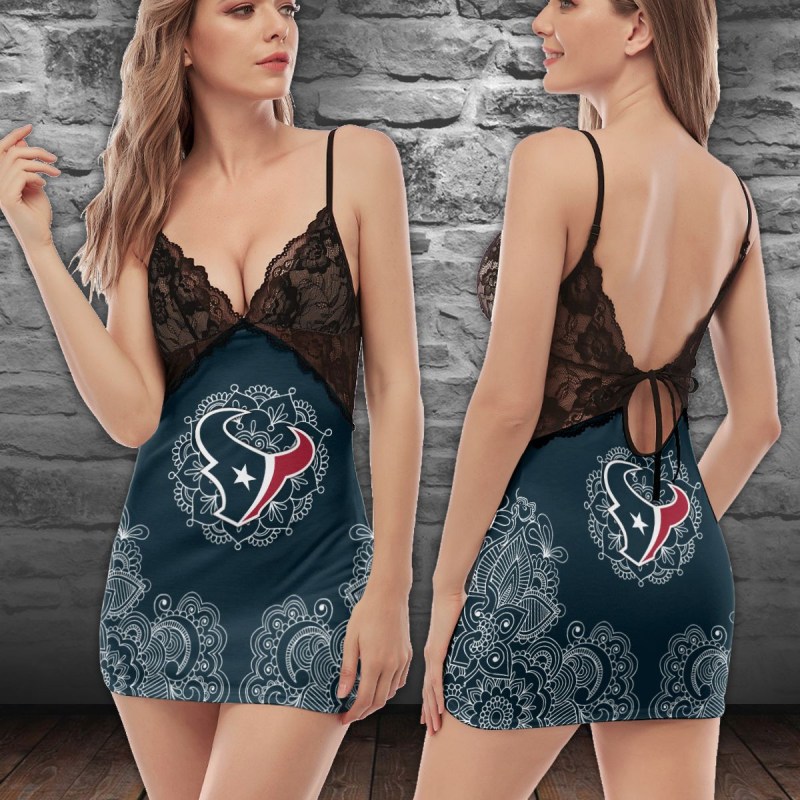 Houston Texans Lace Back Strap Slip Dress Side View
