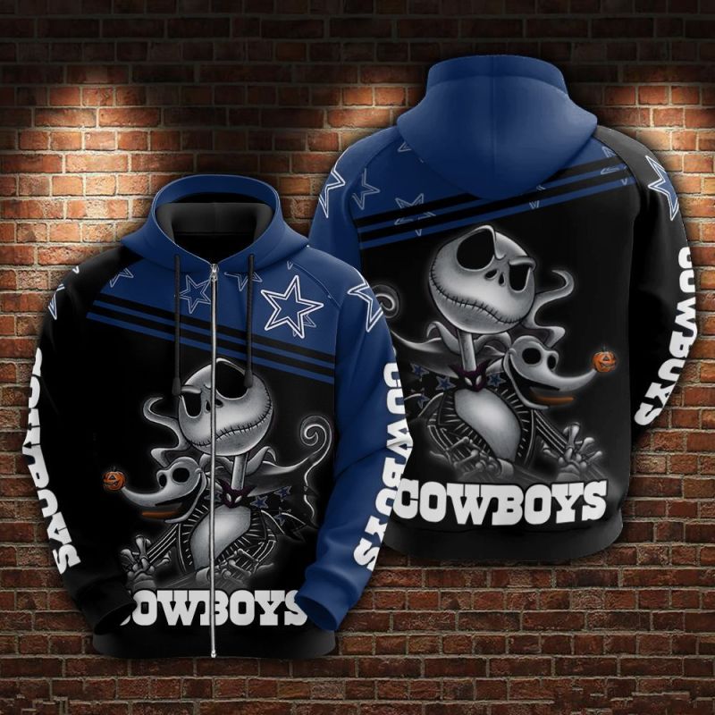 Dallas Cowboys and Jack Skellington Hoodie - Back View