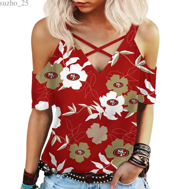 San Francisco 49ers Miss Hollow Out Blouse Shirt