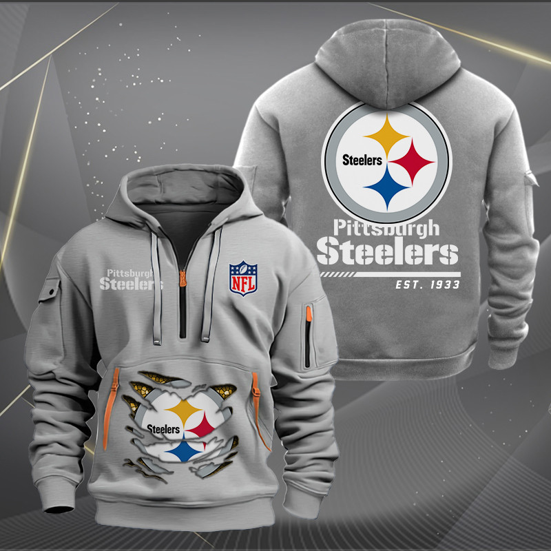 Pittsburgh Steelers Personalized Quarter Zip Hoodie 1