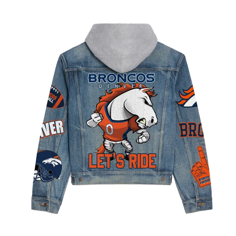Denver Broncos Hooded Denim Jacket - Back Design