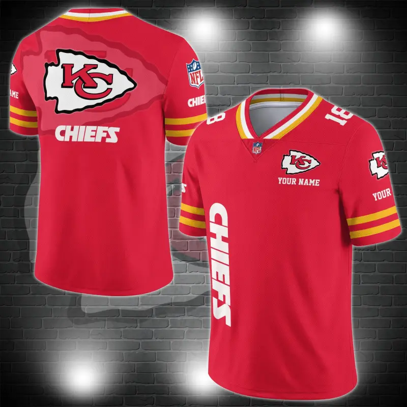 Kansas City Chiefs Personalized V-neck Football Jersey