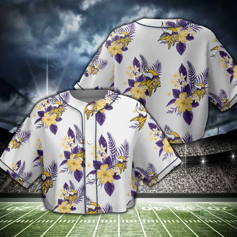 Minnesota Vikings Crop Top Baseball Jersey