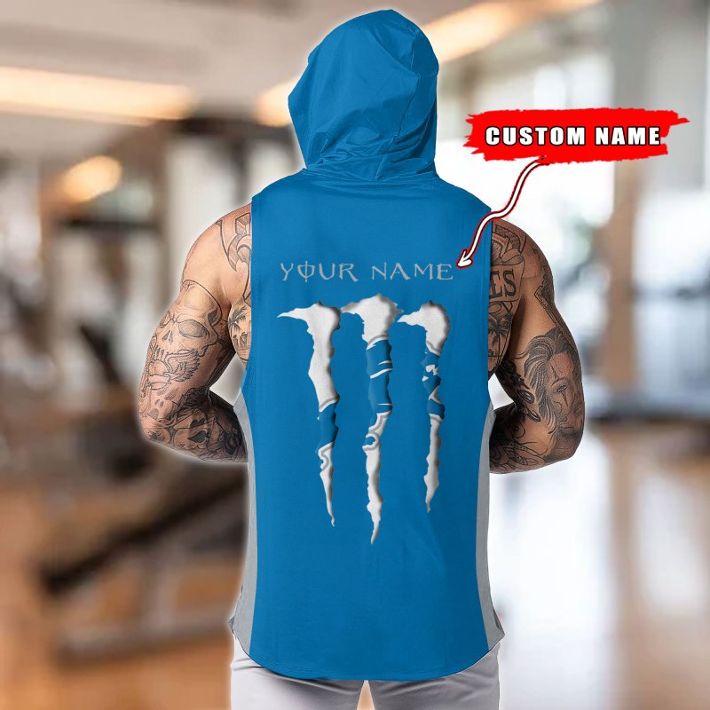 Team Color Back of Detroit Lions Hooded Tank Top