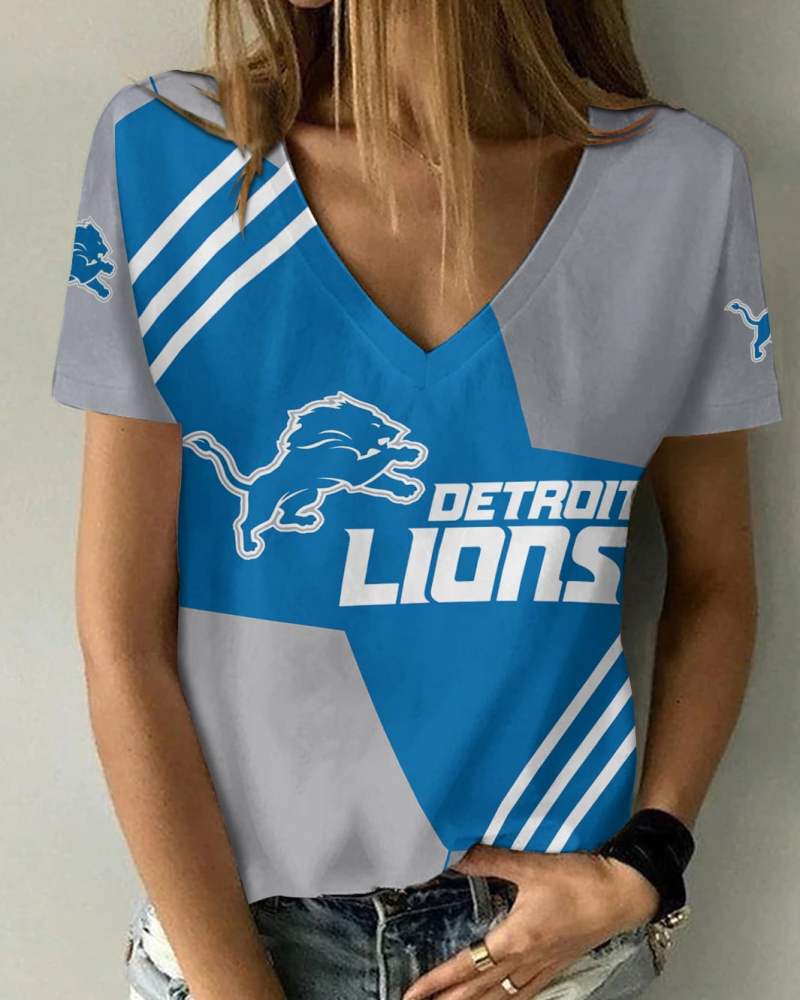 Detroit Lions V-neck Women's T-shirt - Front View