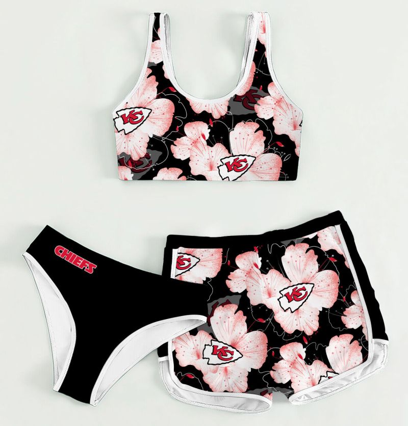 Kansas City Chiefs Women's Sports Set 3-Piece Crop Tank Top, Underwear, and Shorts