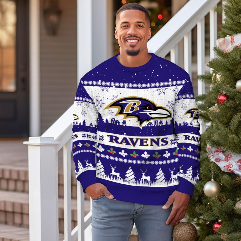 Baltimore Ravens Ugly Christmas Sweater - Outdoor 3