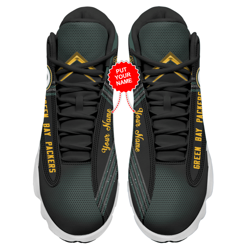 Green Bay Packers Personalized AJD13 Sneakers - Back View