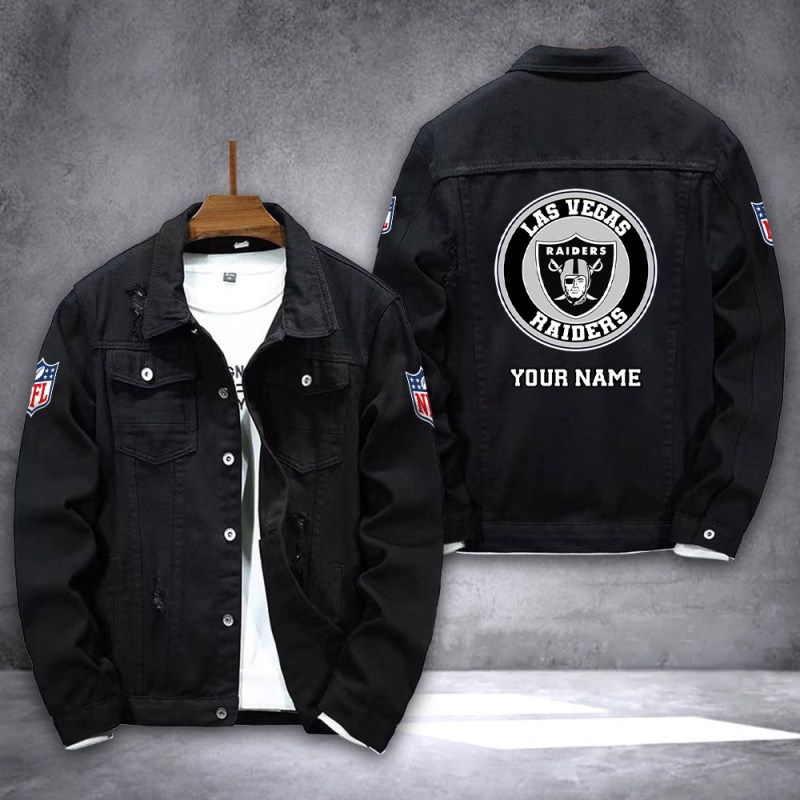 Las Vegas Raiders Denim Jacket Back View
