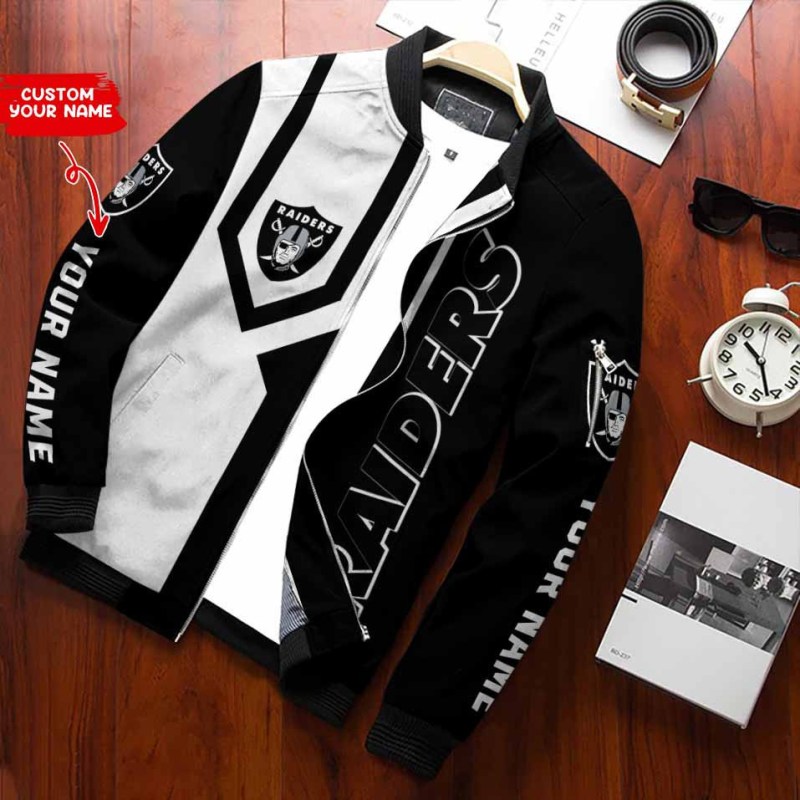 Las Vegas Raiders Personalized Bomber Jacket Side View