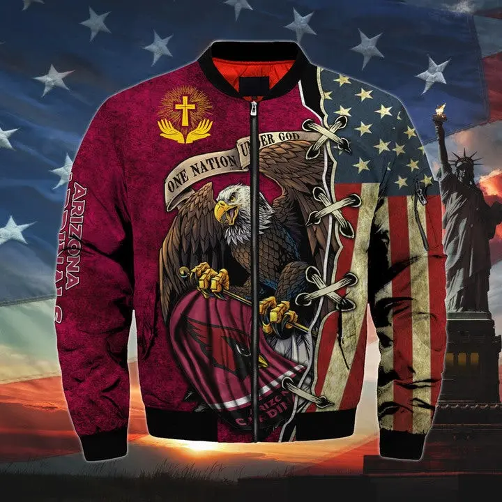 Men's One Nation Under God Arizona Cardinals Bomber Jacket
