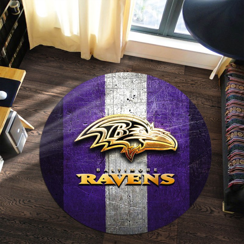 Baltimore Ravens Round Rug Under Side