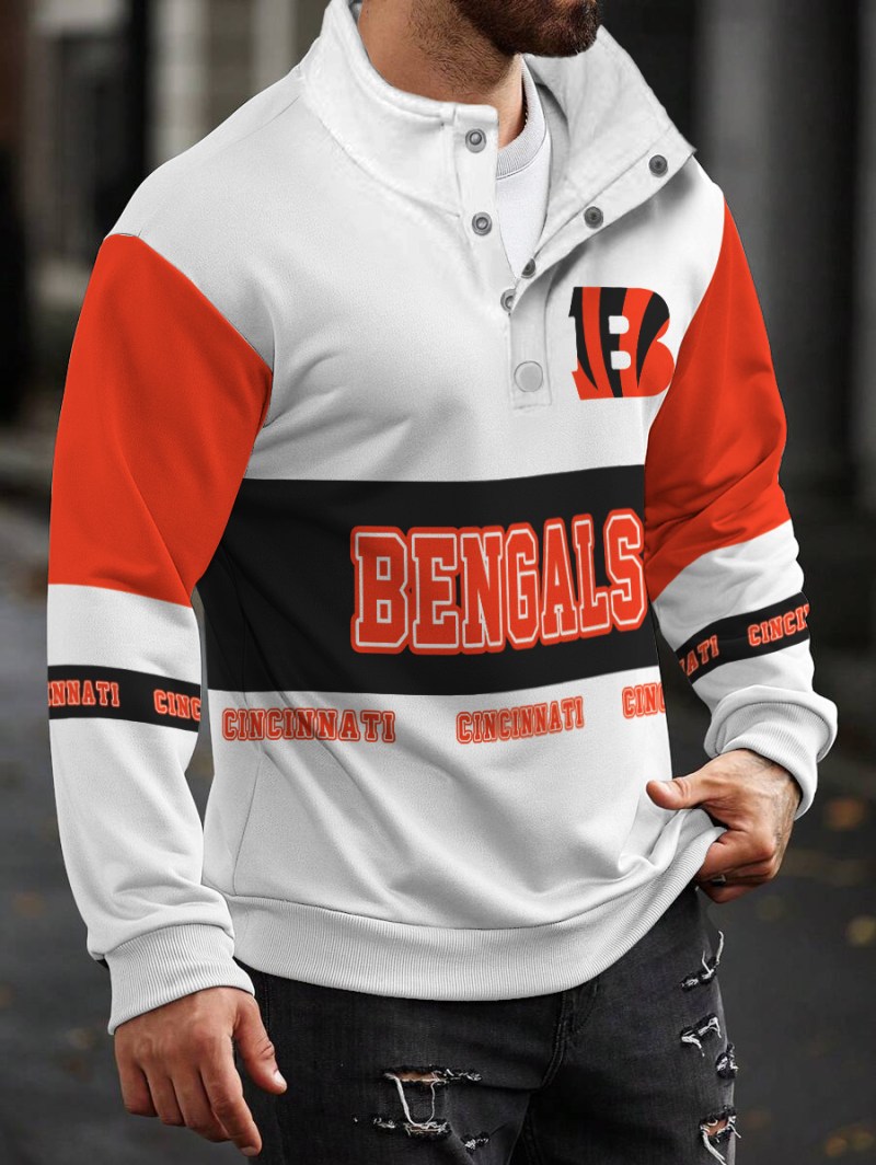 Cincinnati Bengals Casual Colorful Stand Collar Sweatshirt