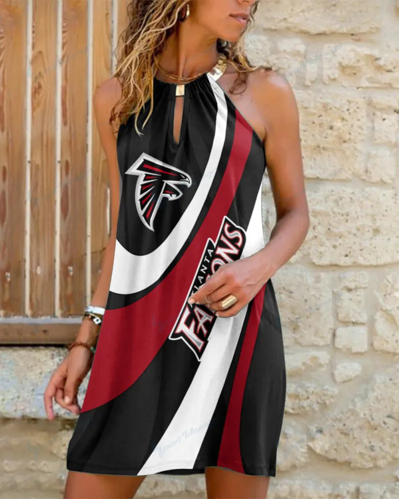 Atlanta Falcons Summer Casual Metal Halter Neck Sleeveless Dress 105 1 Atlanta Falcons Summer Casual Metal Halter Neck Sleeveless Dress