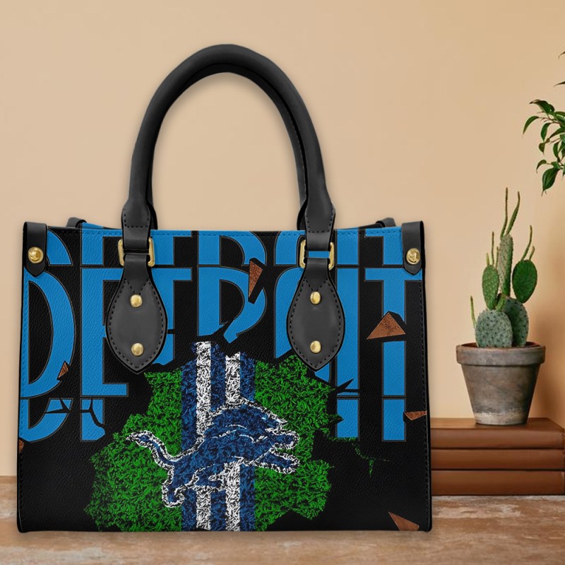 Detroit Lions Leather Hand Bag Side View