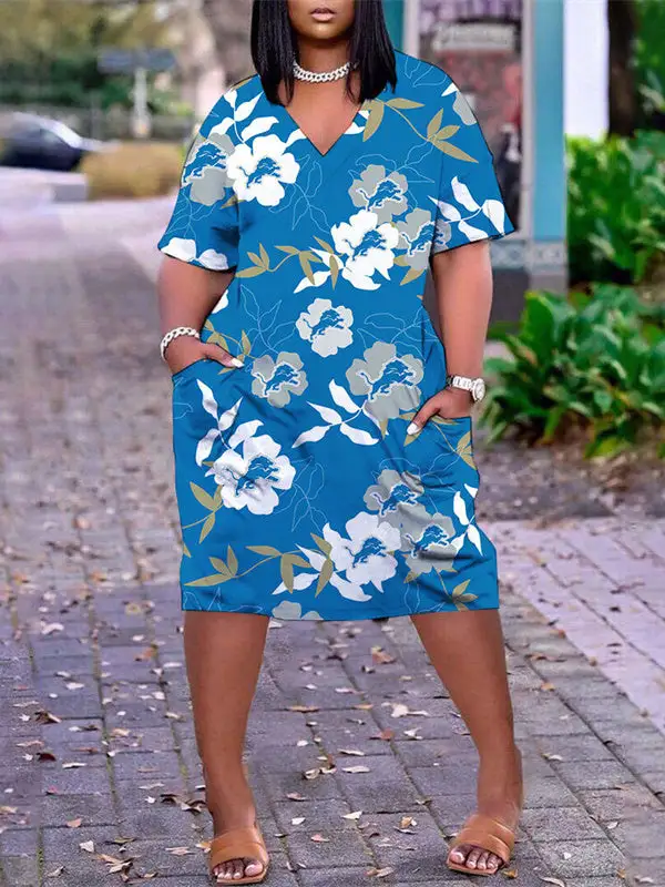 Detroit V-neck Casual Pocket Dress
