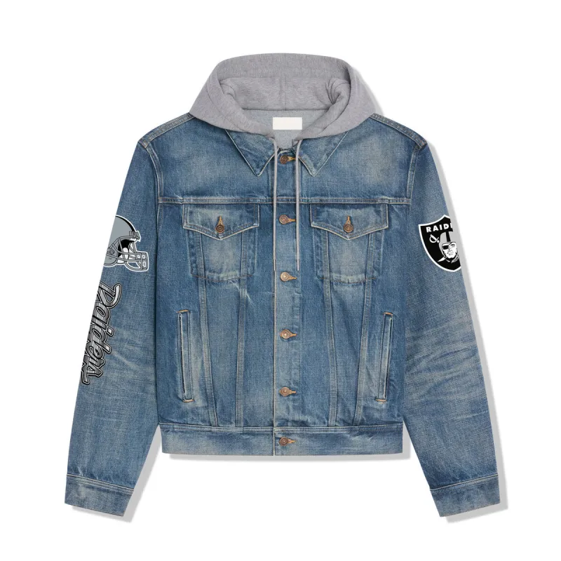 Las Vegas Raiders Hooded Denim Jacket - Back Design