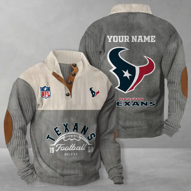 Houston Texans Colorful Stand Collar Sweatshirt - Gray