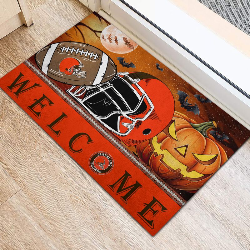 Cleveland Browns Halloween Doormat Side View