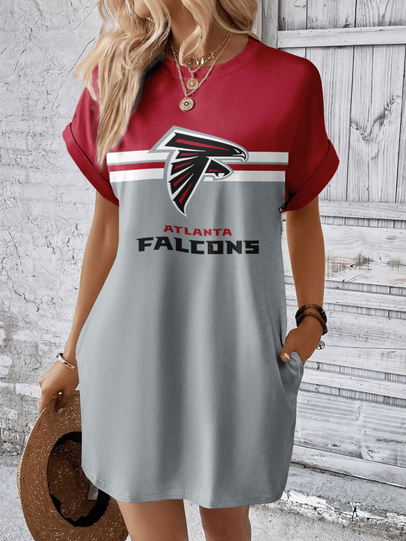 Atlanta Falcons Women's Hidden Pocket Batwing Casual Dress