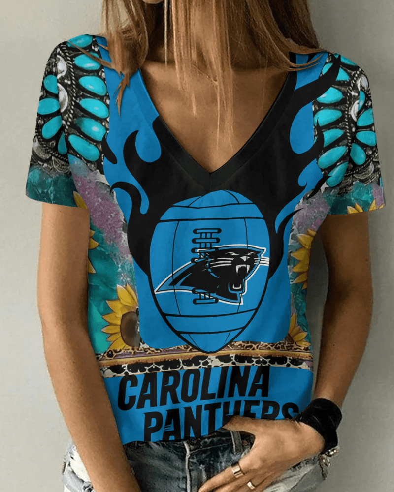 Carolina Panthers Summer V-neck T-shirt