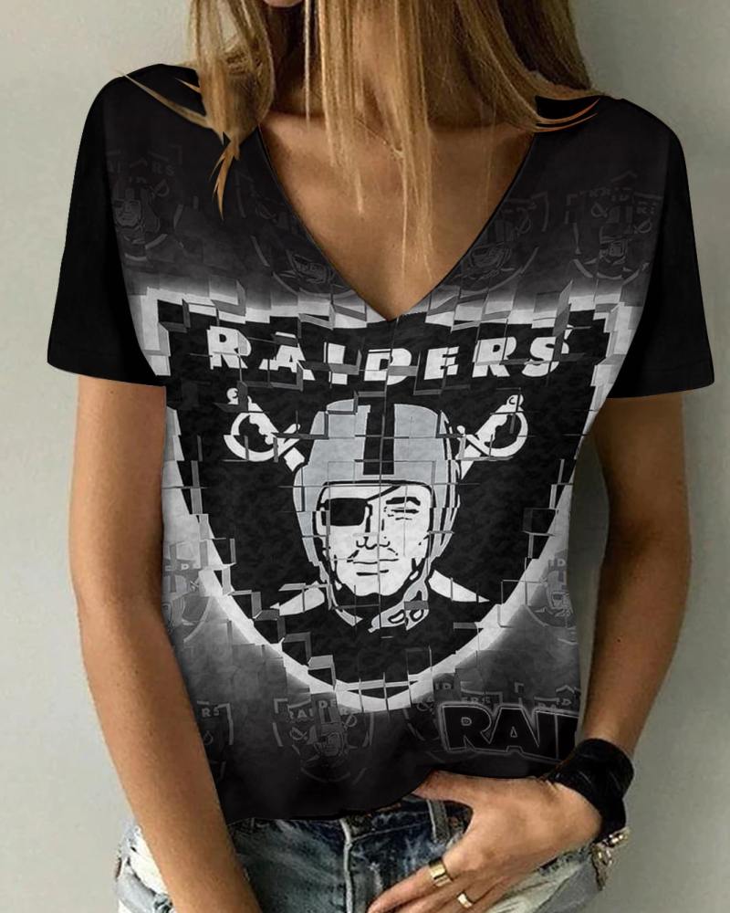 Las Vegas Raiders V-neck Women T-shirt Front View