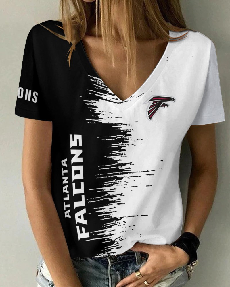 Atlanta Falcons Summer V-neck Women T-shirt