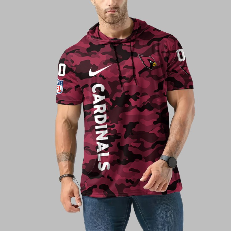 Arizona Cardinals Personalized Camo Short Sleeve Hoodie
