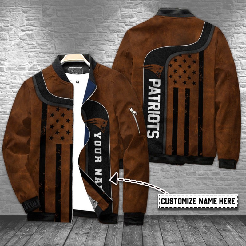 New England Patriots Personalized Bomber Jacket Front View