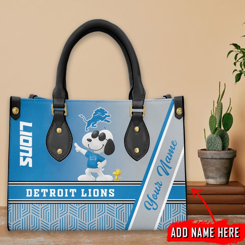 Detroit Lions Personalized Leather Hand Bag