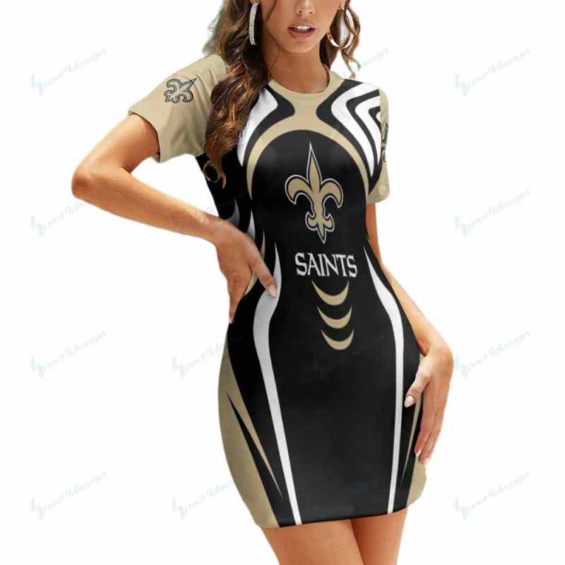 New Orleans Saints Short Sleeve Bodycon Mini Dress