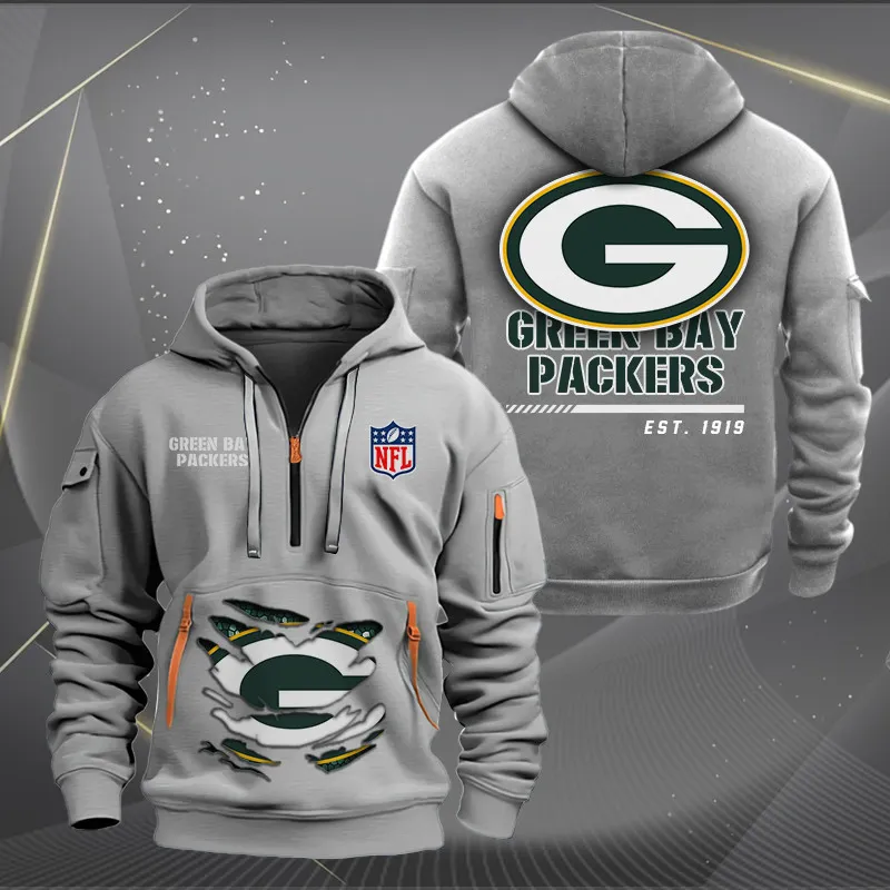 Green Bay Packers New Personalized Quarter Zip Hoodie