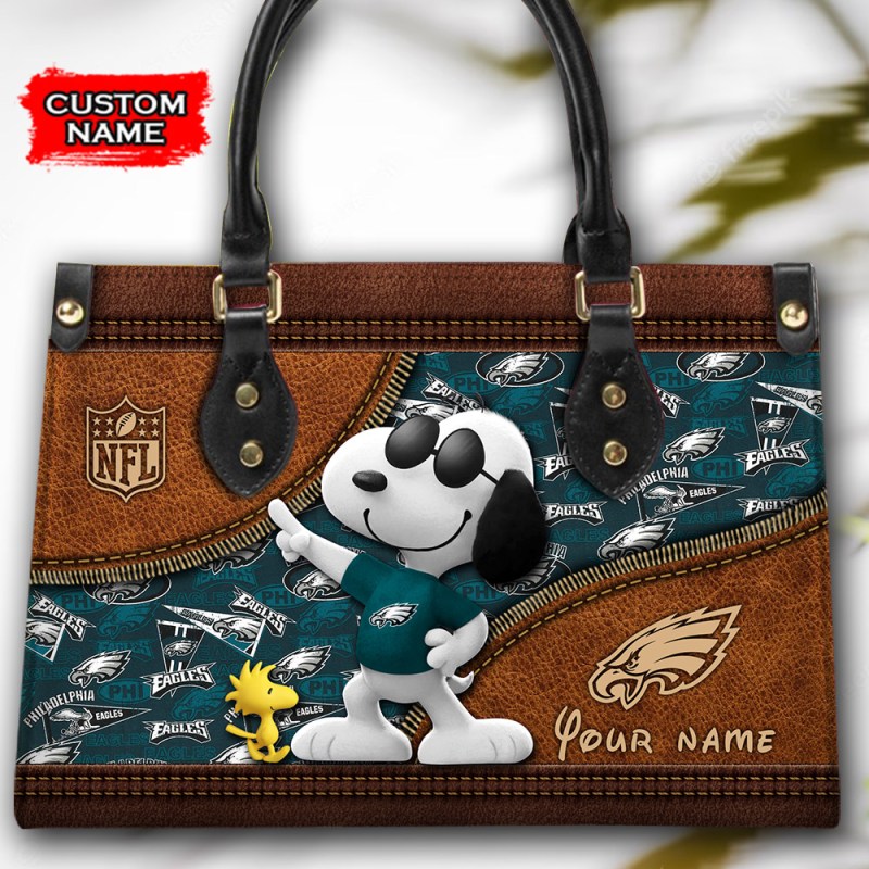 Personalized Philadelphia Eagles Leather Hand Bag Image 2