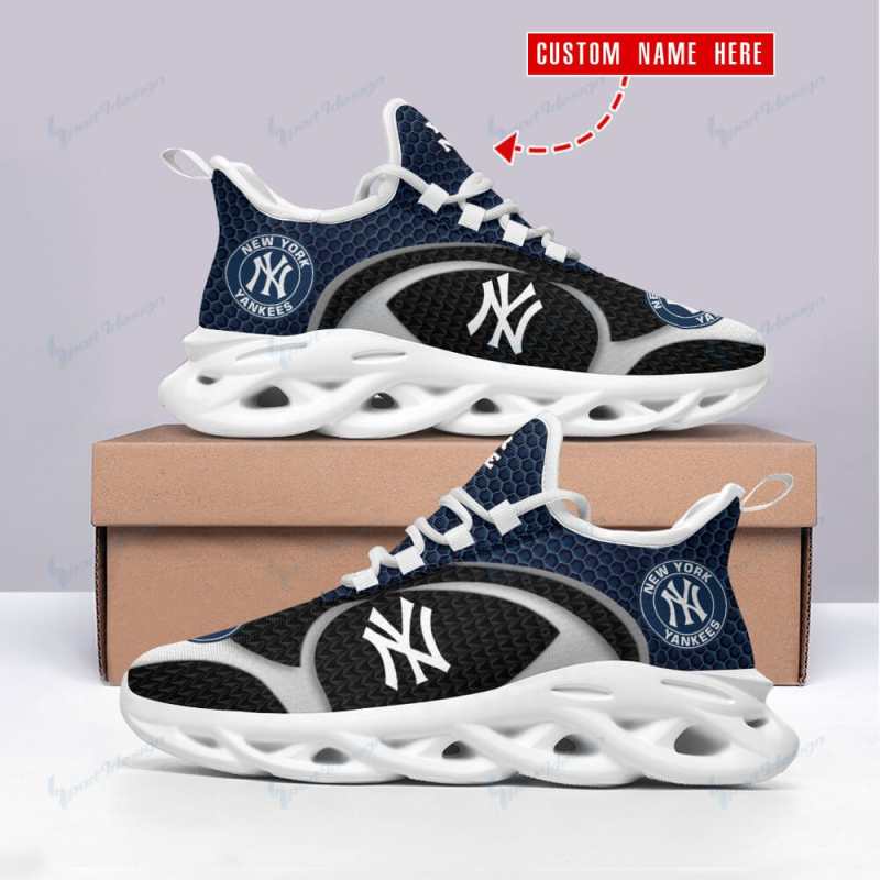 New York Yankees Personalized Yezy Running Sneakers Back View