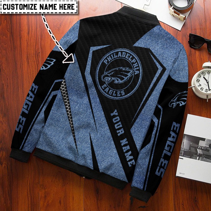 Philadelphia Eagles Personalized Bomber Jacket Back View