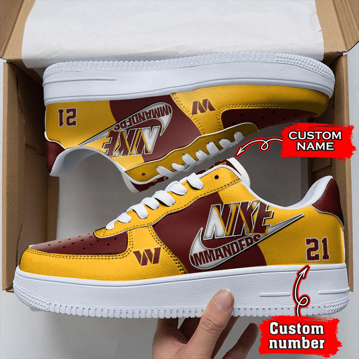NFL Washington Commanders Custom Name Number Air Force 1 Sneaker