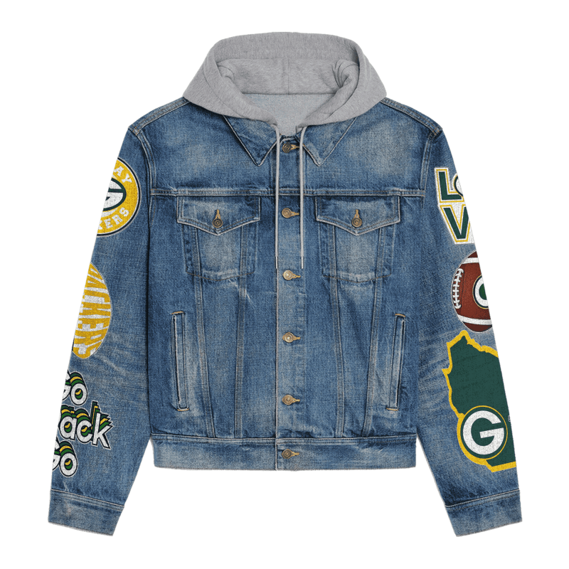 Green Bay Packers Hooded Denim Jacket - Detail View